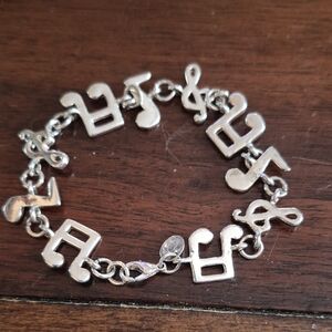 Silver Musical Note Charm Bracelet